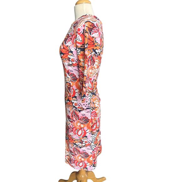 J. McLaughlin Catalyst Dress Catalina Cloth 3/4 Sleeves Pockets Sheath Floral XS - Picture 3 of 10